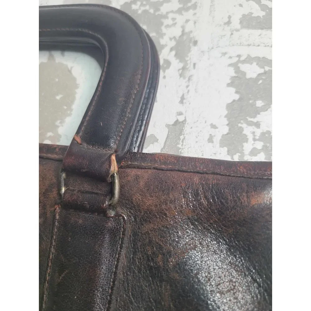 3502 Vintage Coach Handle Clutch Handbag Bonnie Cashin Brown Leather - Picture 8 of 9